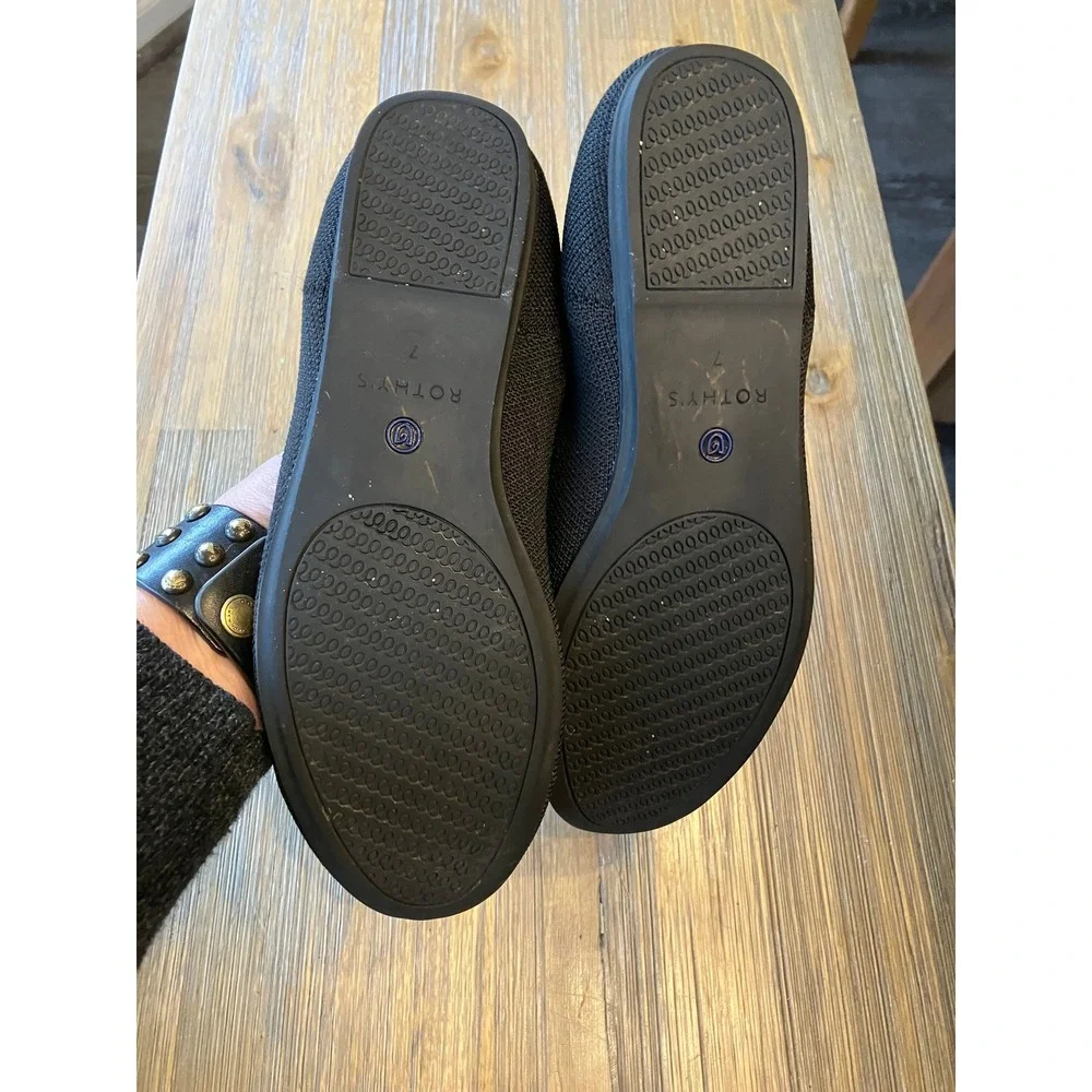 Rothy's The Daily Flat Mesh Washable Black size 7 Ballet Slip On‎